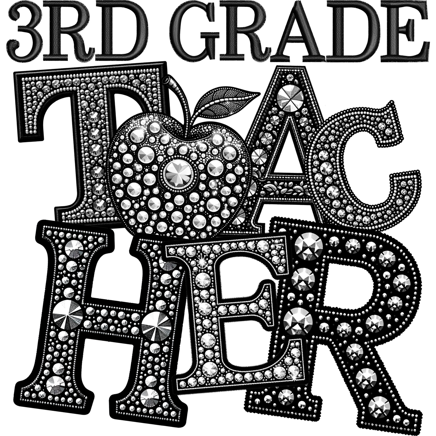 Stylish Rhinestone 3rd Grade Teacher Apparel