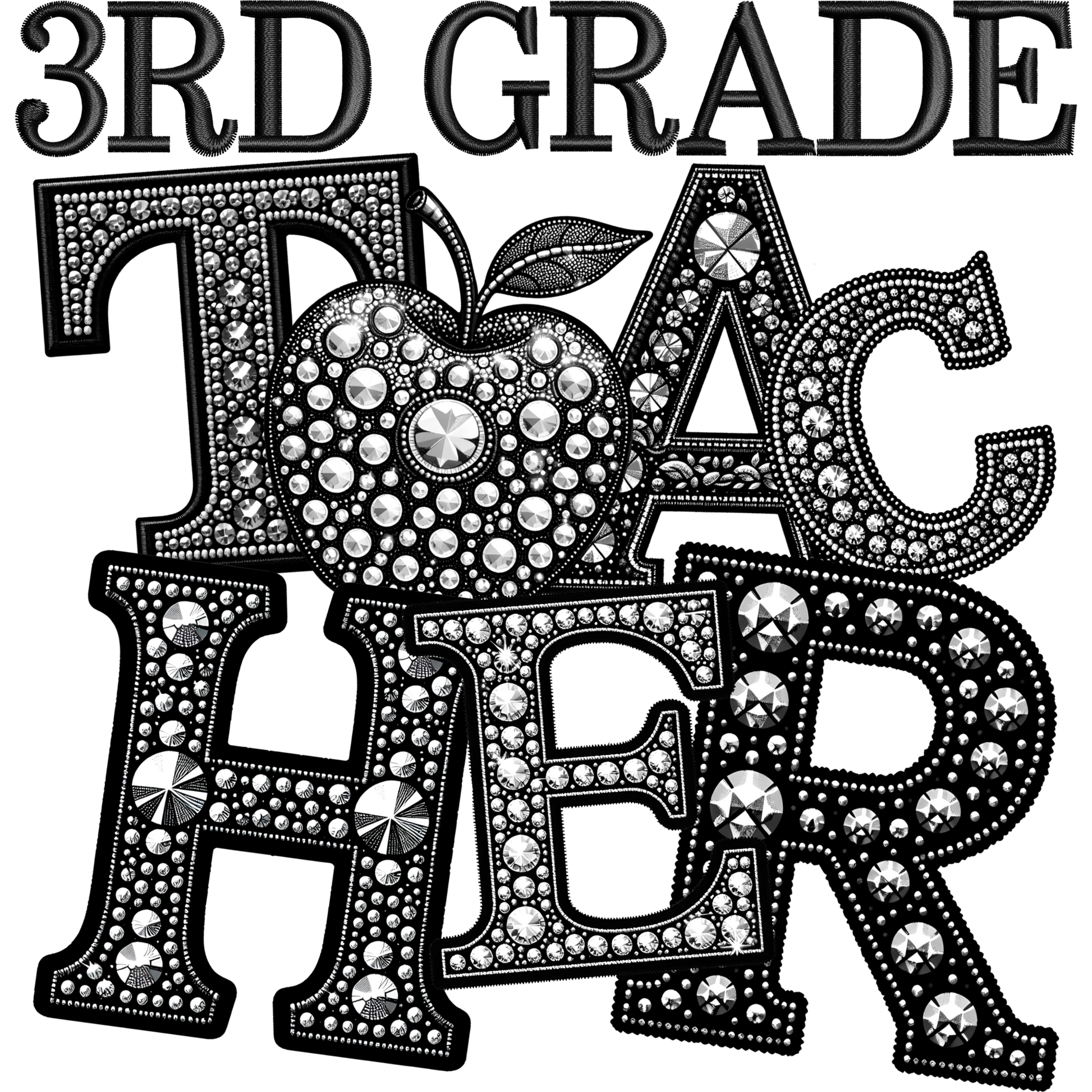 Stylish Rhinestone 3rd Grade Teacher Apparel