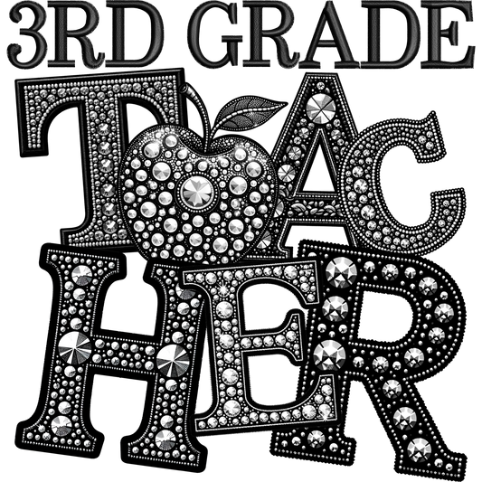 Stylish Rhinestone 3rd Grade Teacher Apparel