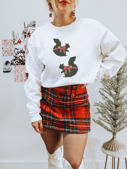 Cute Festive Holiday Sweatshirt with Squirrel Print