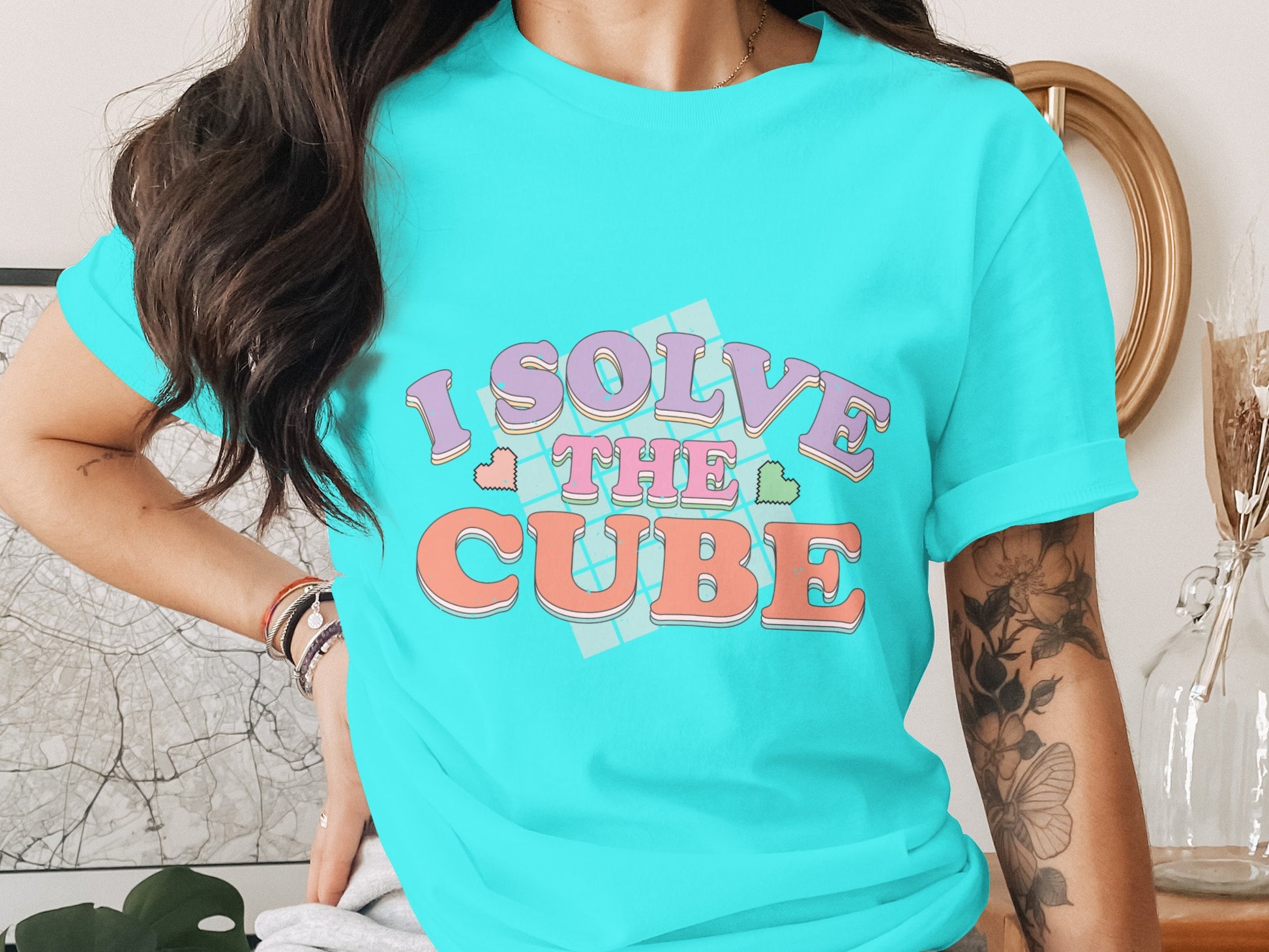 I Solve The Cube Graphic Tee Fun Puzzle Game Shirt