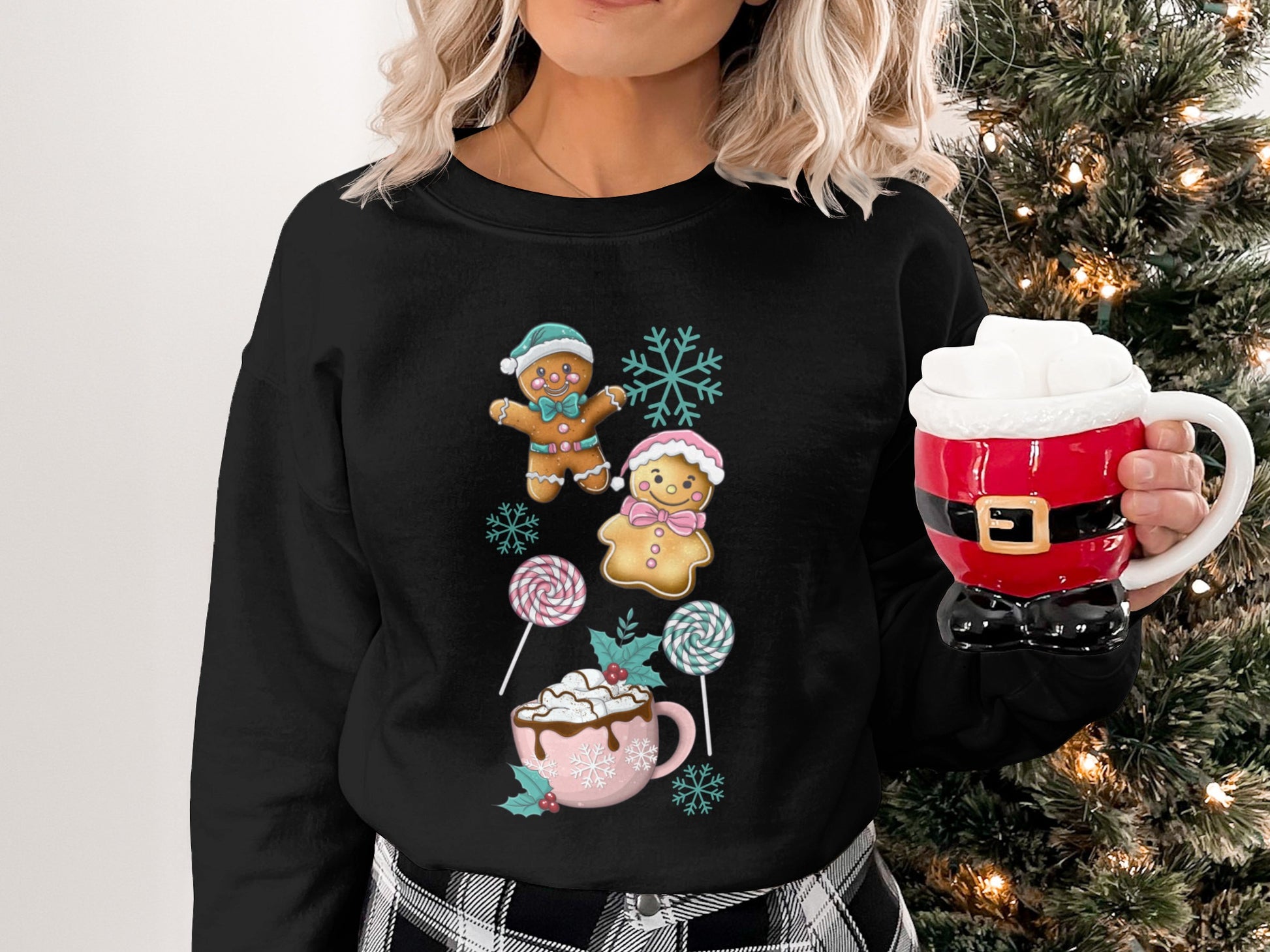 Festive Gingerbread and Hot Cocoa Crewneck Sweatshirt