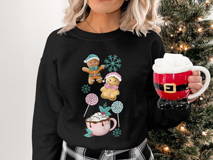 Festive Gingerbread and Hot Cocoa Crewneck Sweatshirt