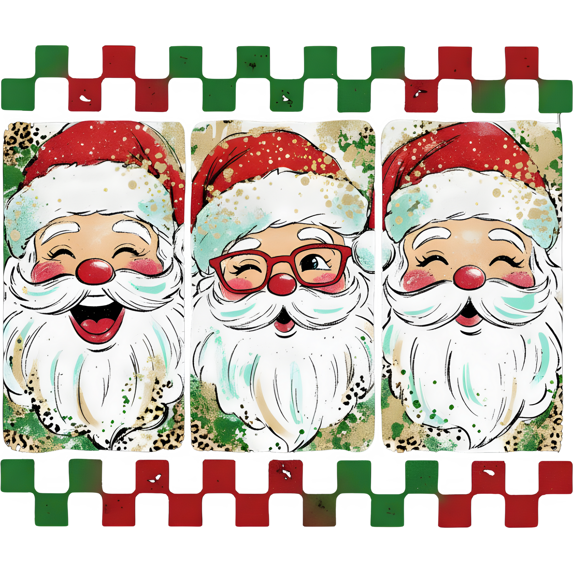 Jolly Santa Claus Faces Placemats Christmas Decor