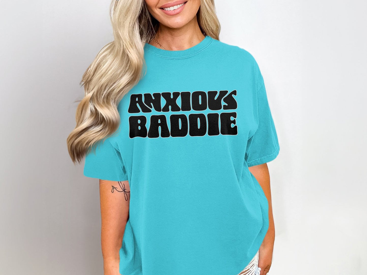 Anxious Baddie Print Statement T-shirt for Fashion