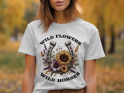 Wild Flowers Wild Horses Graphic T-Shirt
