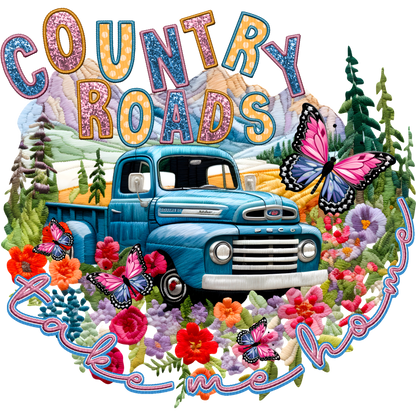 Embroidered Country Roads Take Me Home Design Shirt