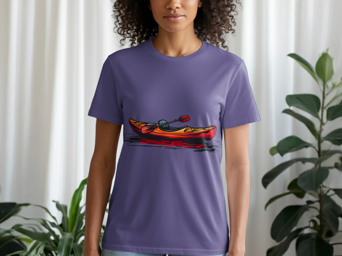 Vibrant Kayak Illustration Graphic Tee for Casual Wear