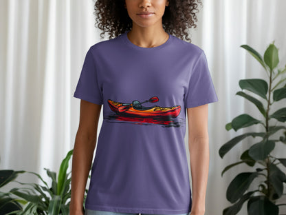 Vibrant Kayak Illustration Graphic Tee for Casual Wear