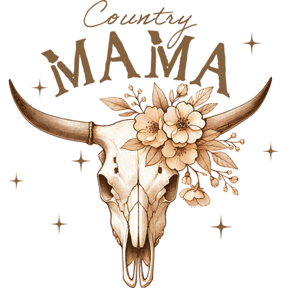 Country Mama Skull with Floral Decoration Artwork