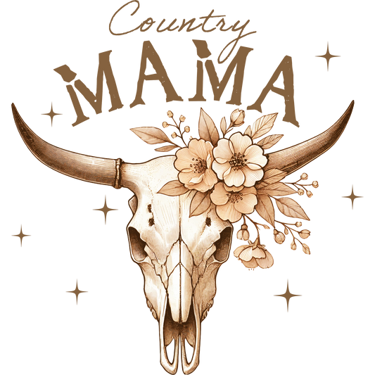 Country Mama Skull with Floral Decoration Artwork