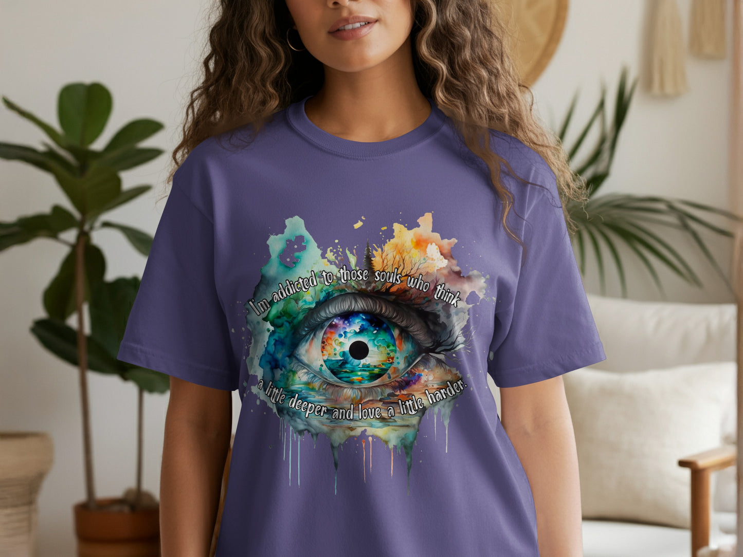 Colorful Eye Design Unisex Casual Wear T-shirt