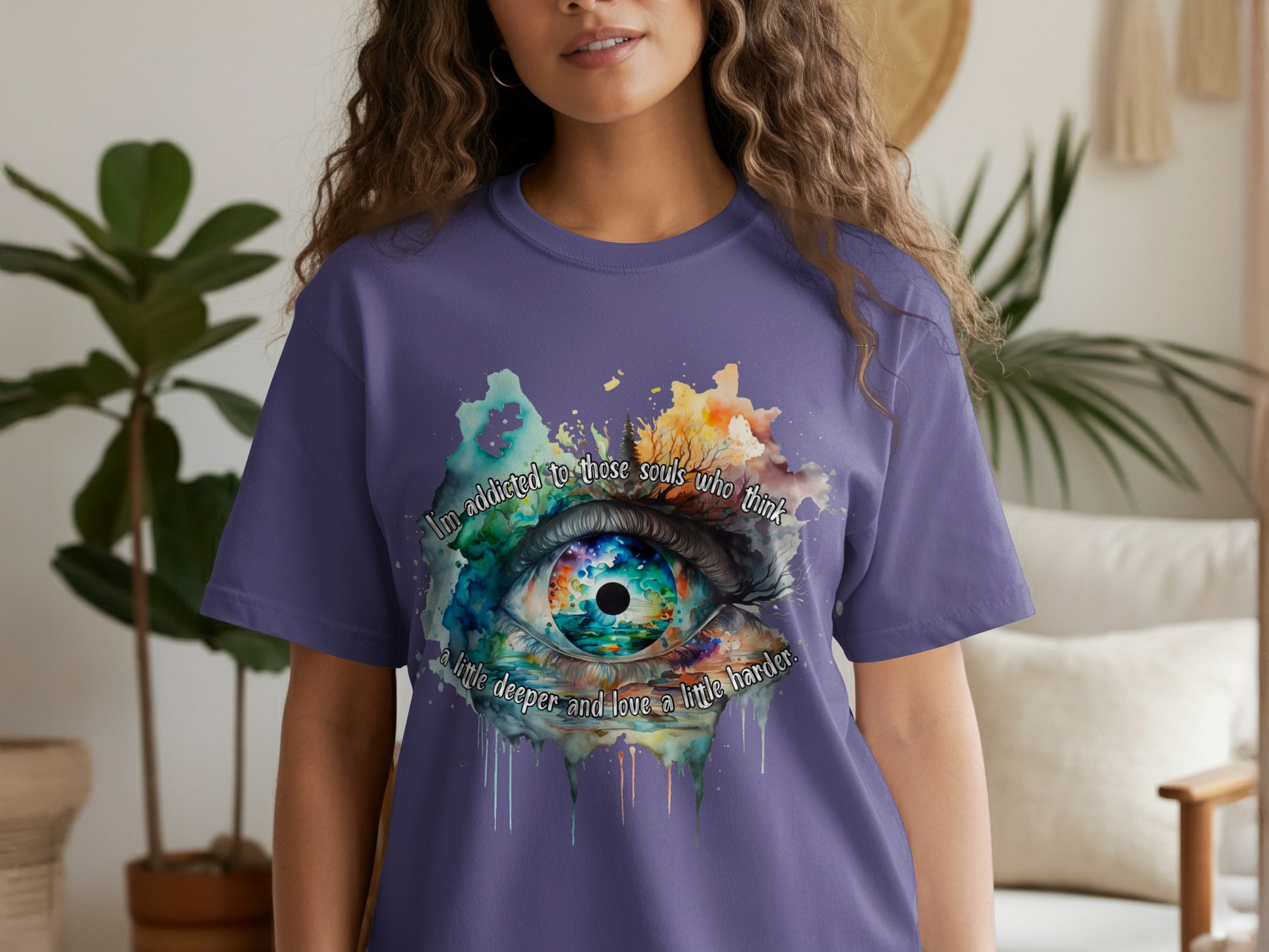 Colorful Eye Design Unisex Casual Wear T-shirt