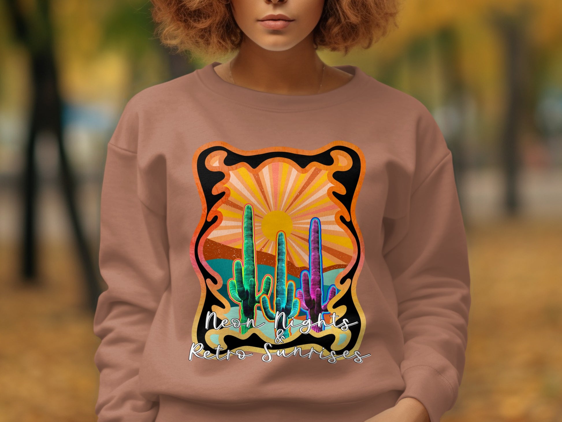 Neon Nights Retro Sunrays Sweatshirt for Vibrant Style