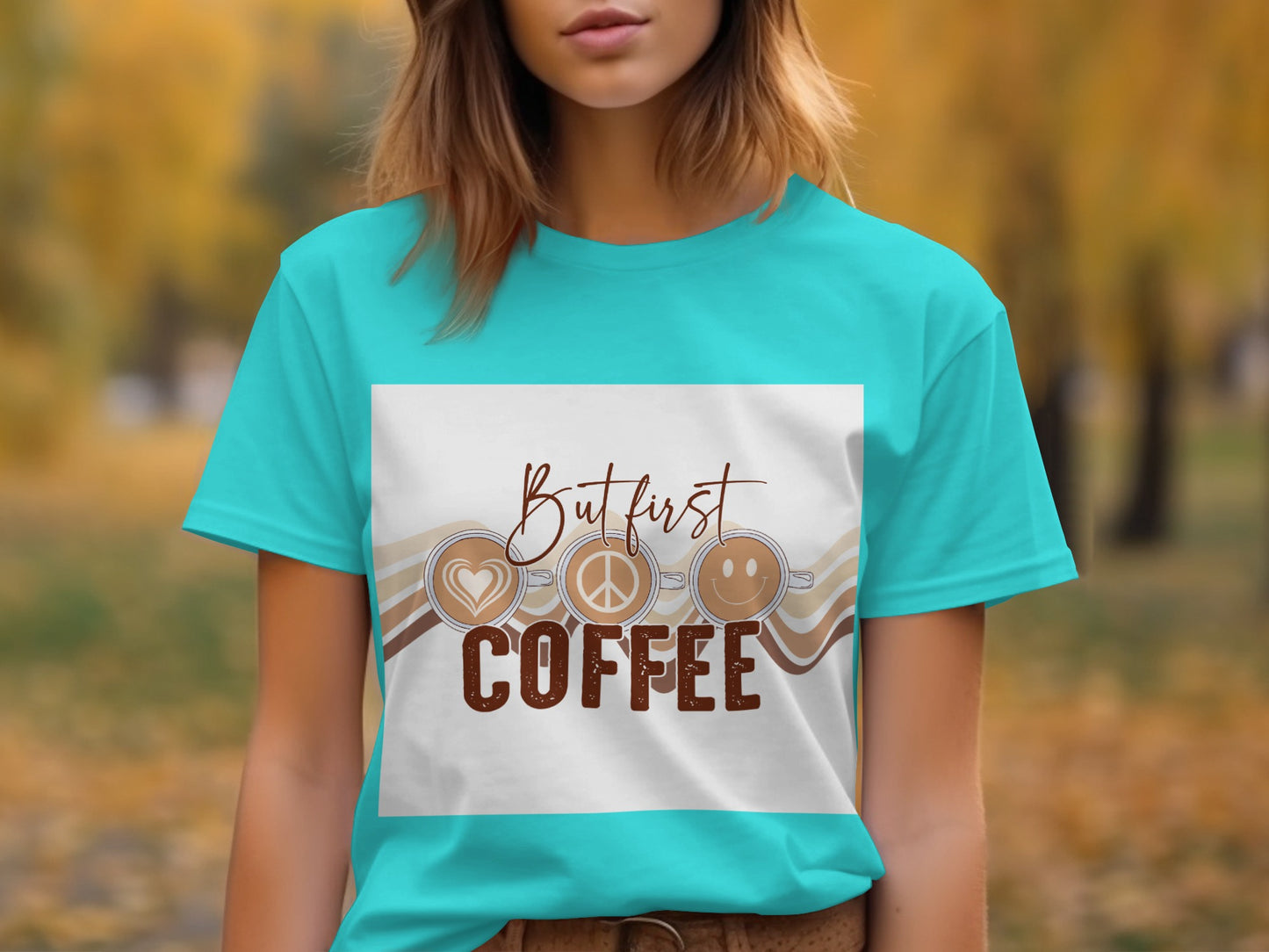But First Coffee T-Shirt with Fun Icons Design