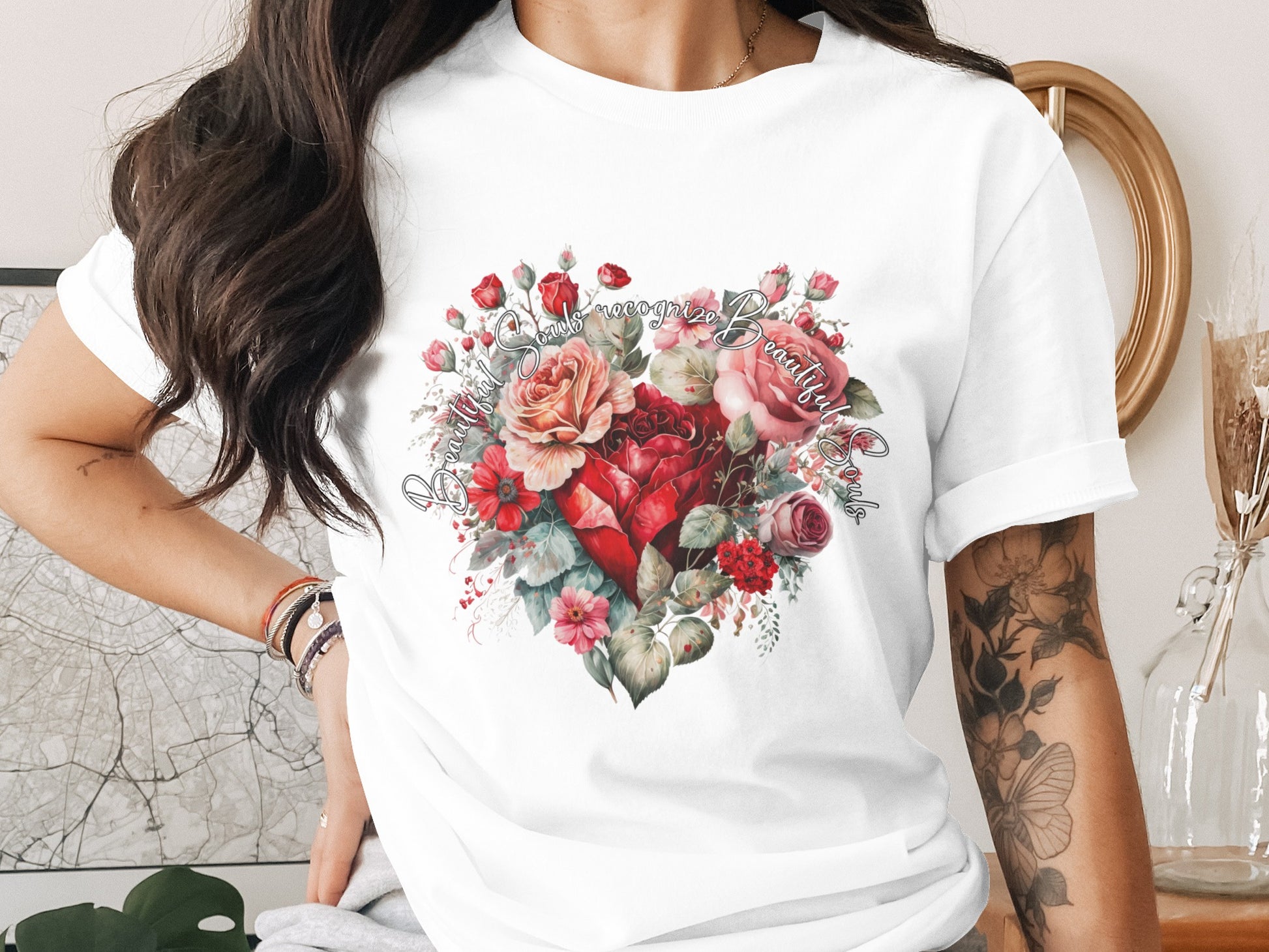 Beautiful Heart Design White T-Shirt