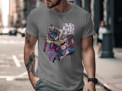 Anime Character With Sword Graphic T-shirt