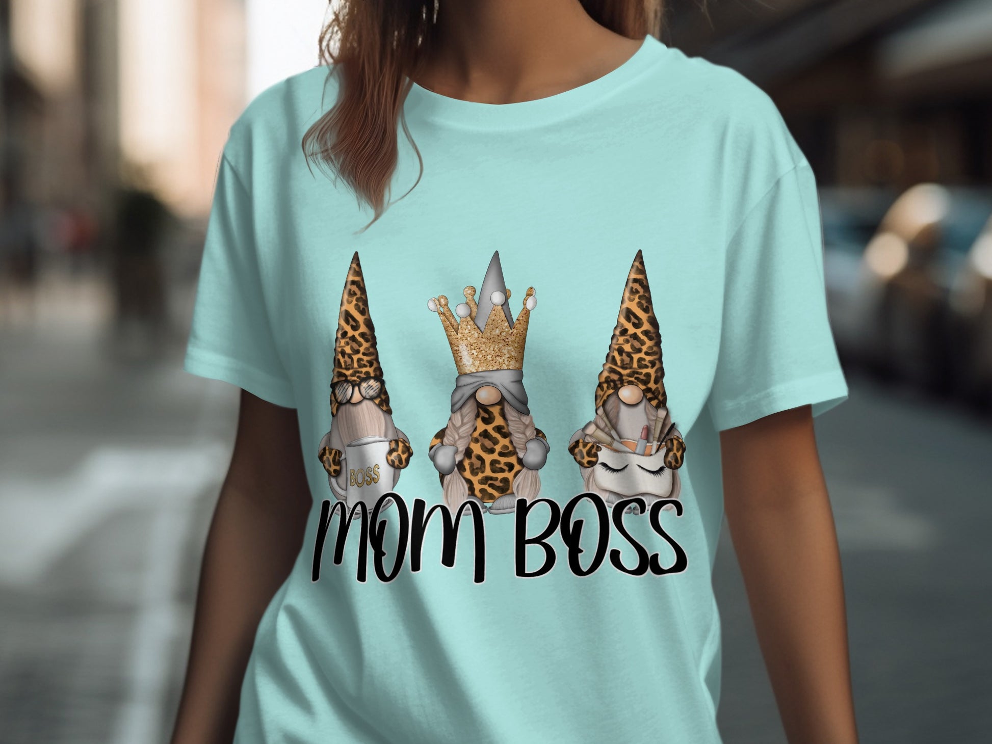 Cute Mom Boss Gnome Themed Graphic T-shirt