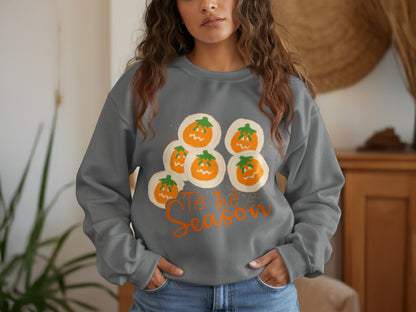 Tis The Season Cozy Pumpkin Themed Sweatshirt
