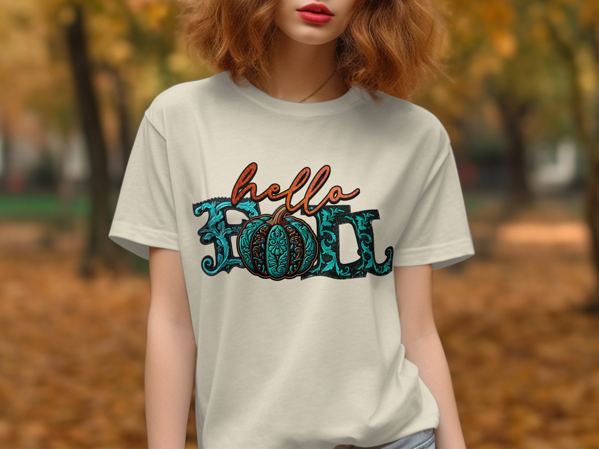 Hello Fall Graphic Tee Autumn Vibes Shirt Product