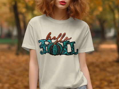 Hello Fall Graphic Tee Autumn Vibes Shirt Product