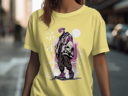 Neon Streetwear Illustration on Yellow Shirt