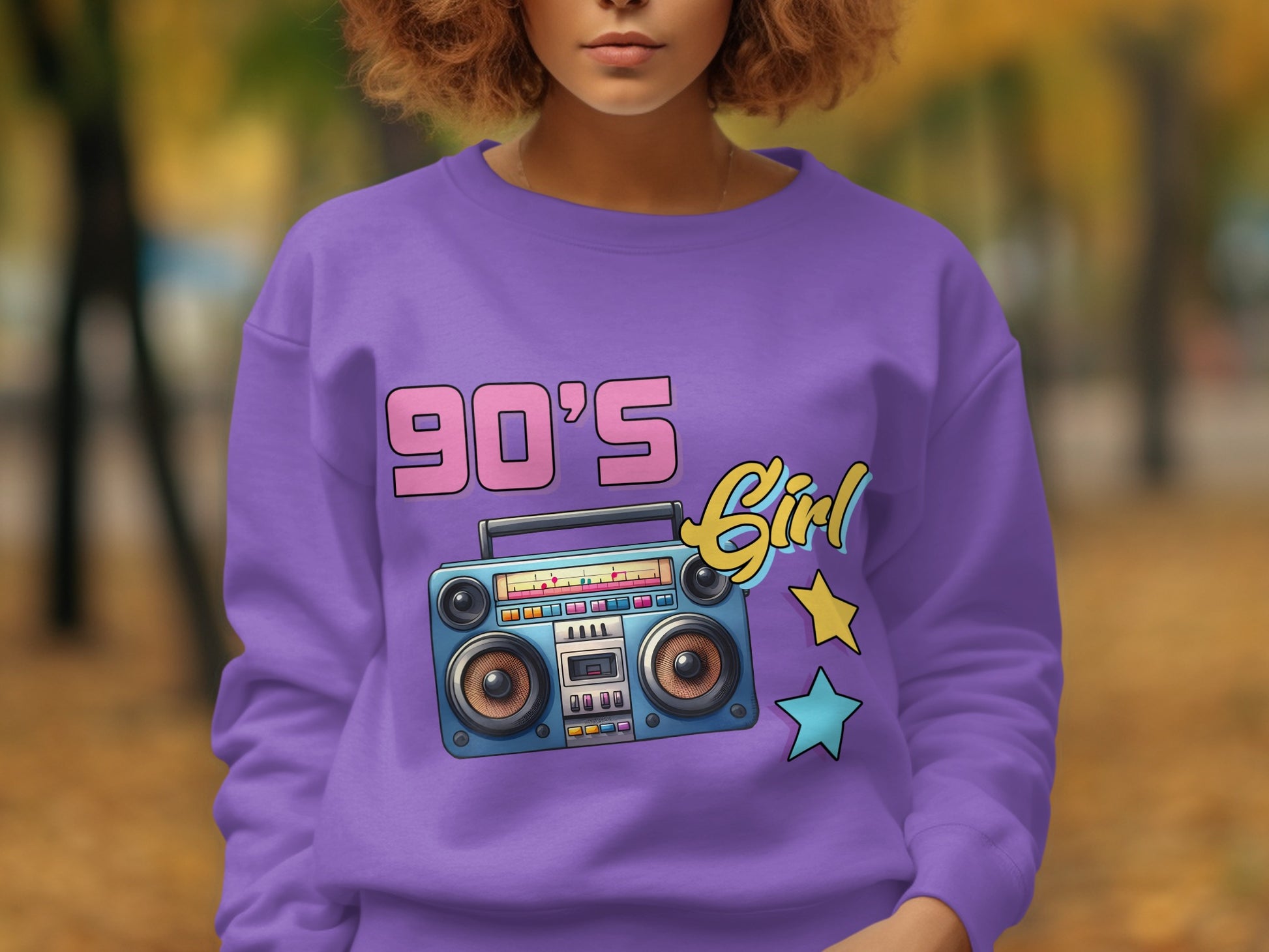 Retro 90's Girl Graphic Boombox Design Sweatshirt