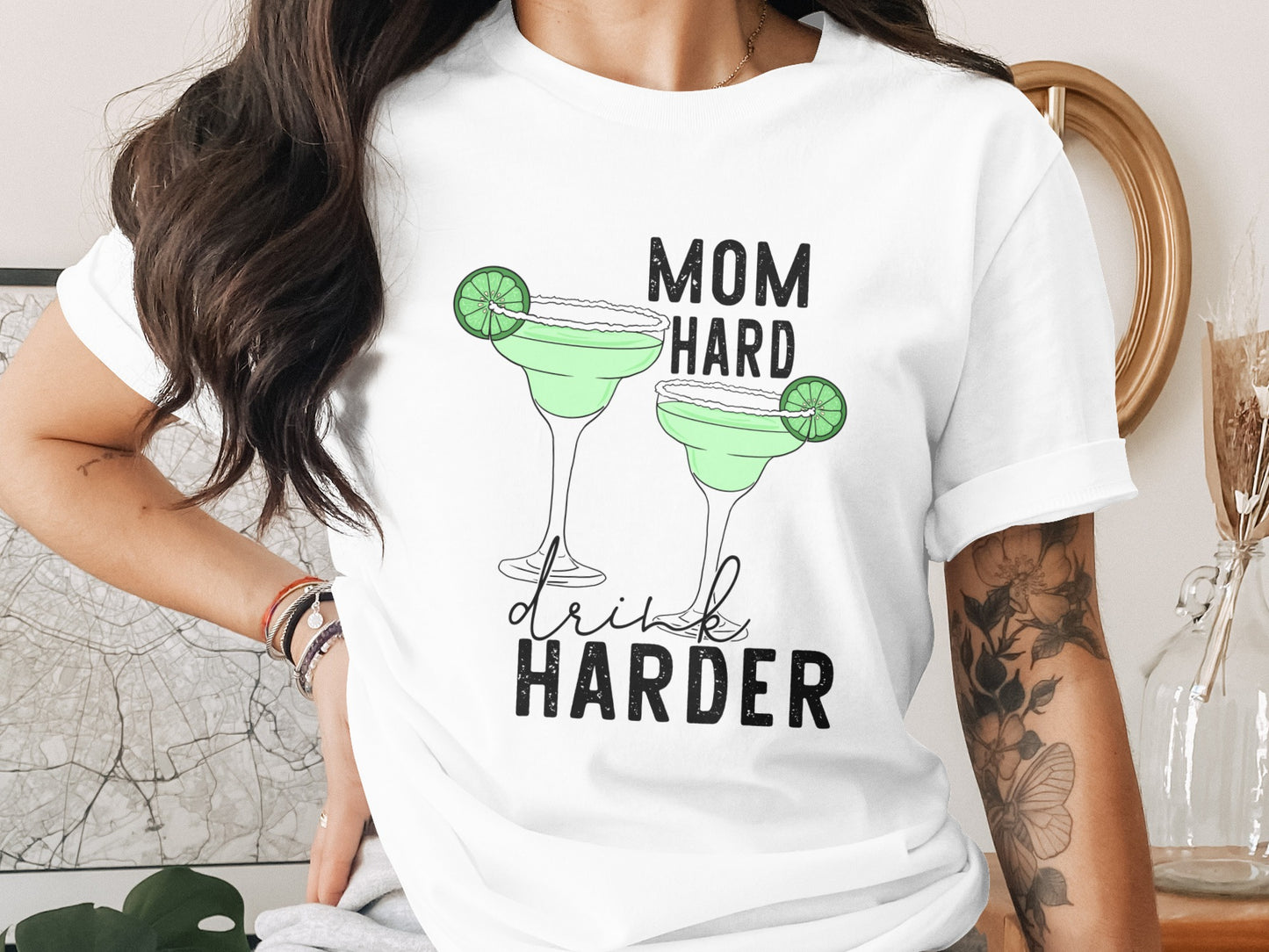 Mom Hard Drink Harder Graphic Tee
