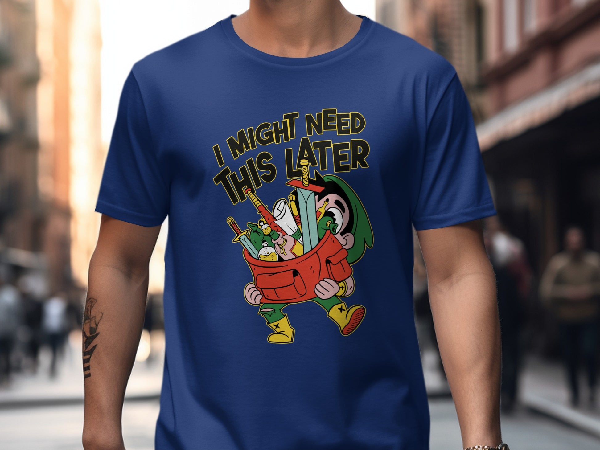 I Might Need This Later Graphic Blue T-shirt