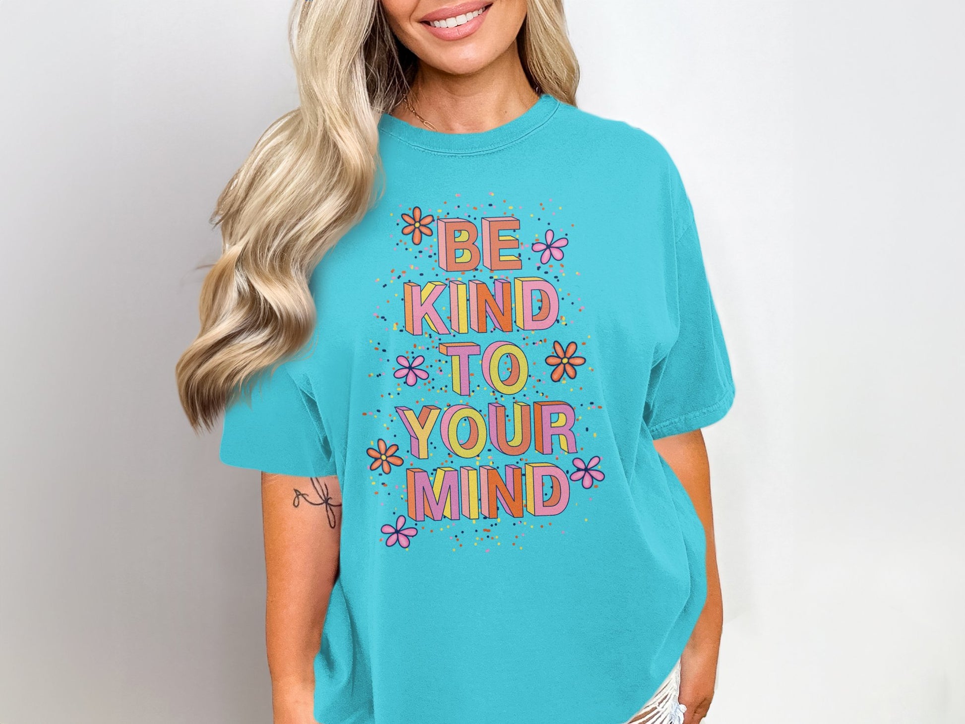 Be Kind to Your Mind Colorful Typography Shirt