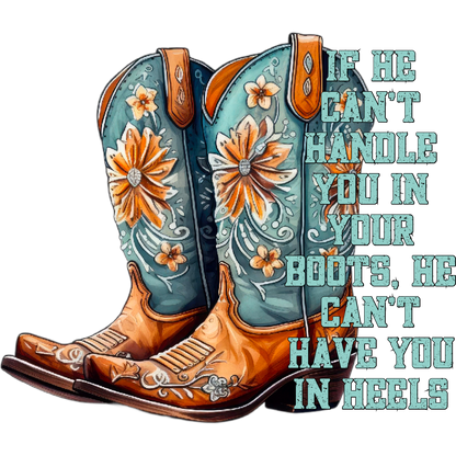 Floral Embroidered Cowgirl Boots with Inspirational Quote