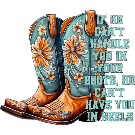 Floral Embroidered Cowgirl Boots with Inspirational Quote