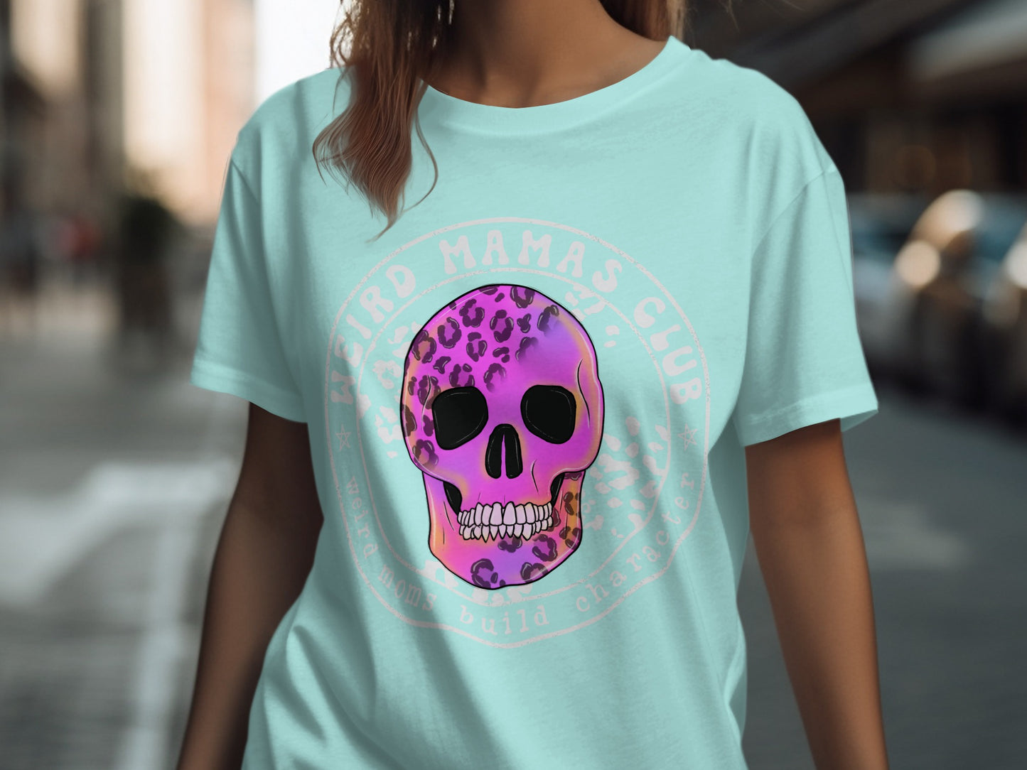 Leopard Skull Artwork Weird Mamas Club T-shirt