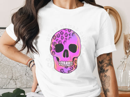 Weird Mamas Club Pink Leopard Skull T-shirt