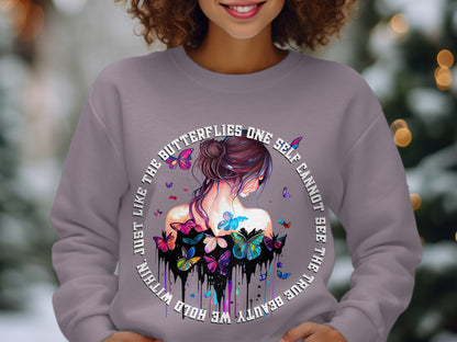 Butterflies Design Long Sleeve Stylish Sweatshirt