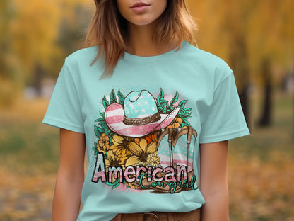 Vintage American Cowgirl Graphic Print T-Shirt