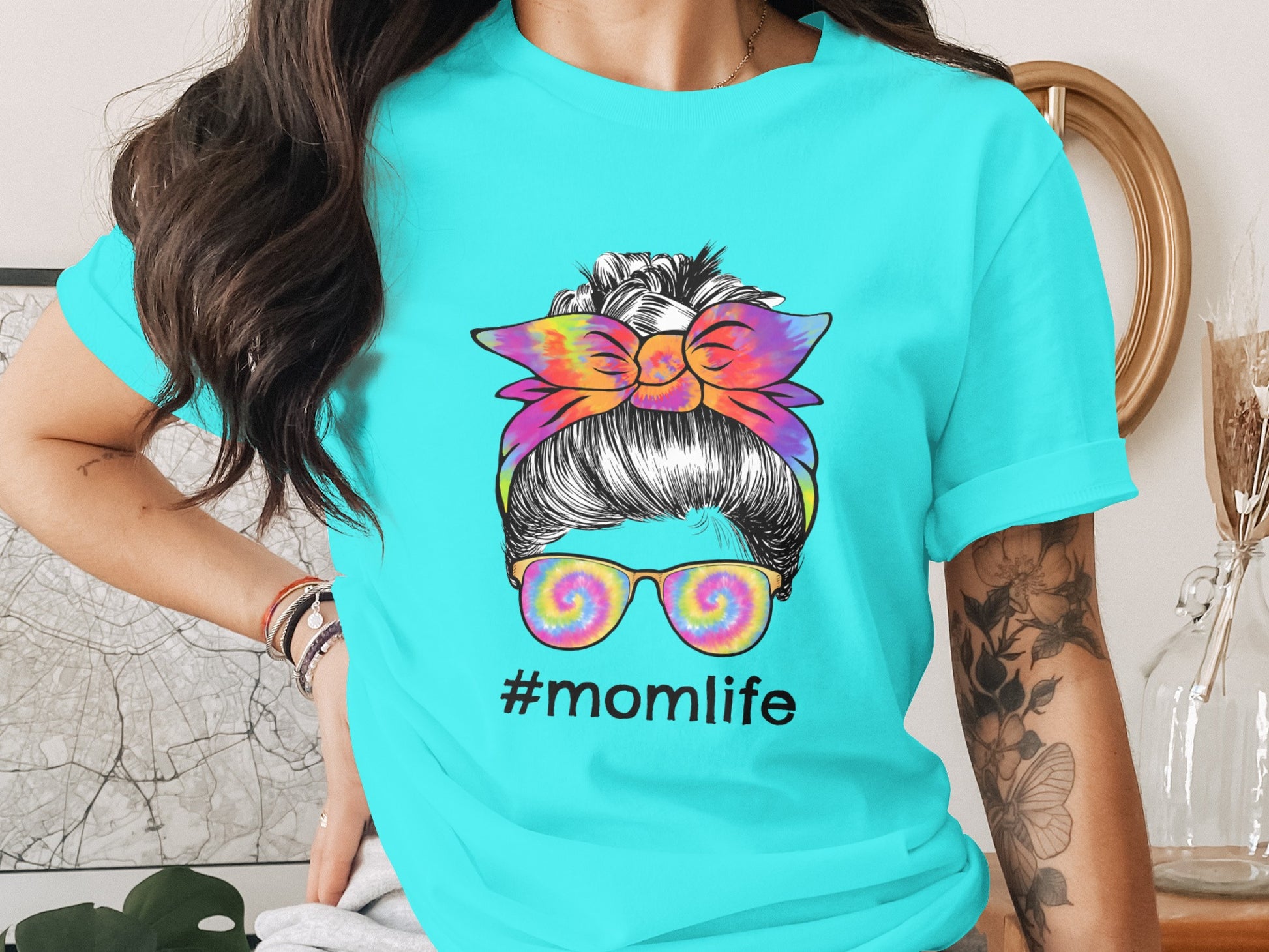 Colorful #momlife Design Shirt for Fun and Cozy Style