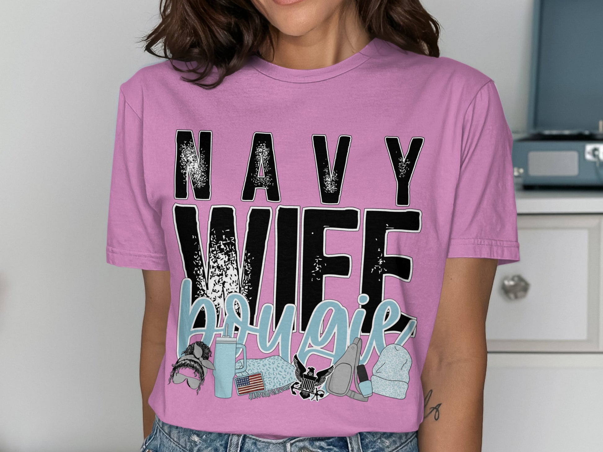 Navy Wife Bougie Graphic T-Shirt Product