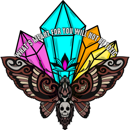 Crystals and Moth with Inspirational Quote Sticker