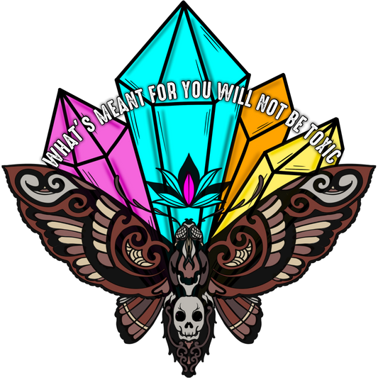 Crystals and Moth with Inspirational Quote Sticker