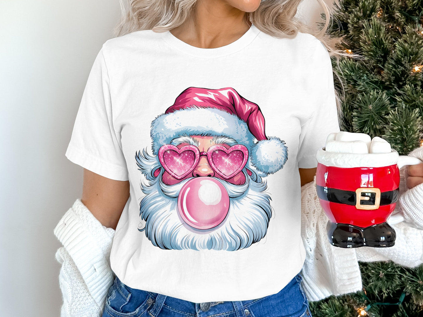 Stylish Santa with Heart Sunglasses T-shirt