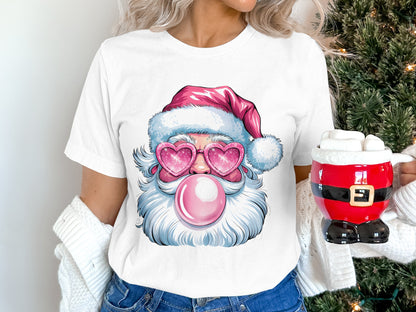 Stylish Santa with Heart Sunglasses T-shirt