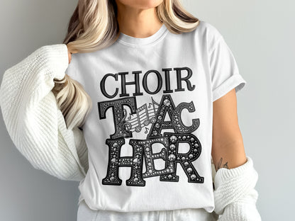 Fun Choir Teacher Shirt with Music Note Design