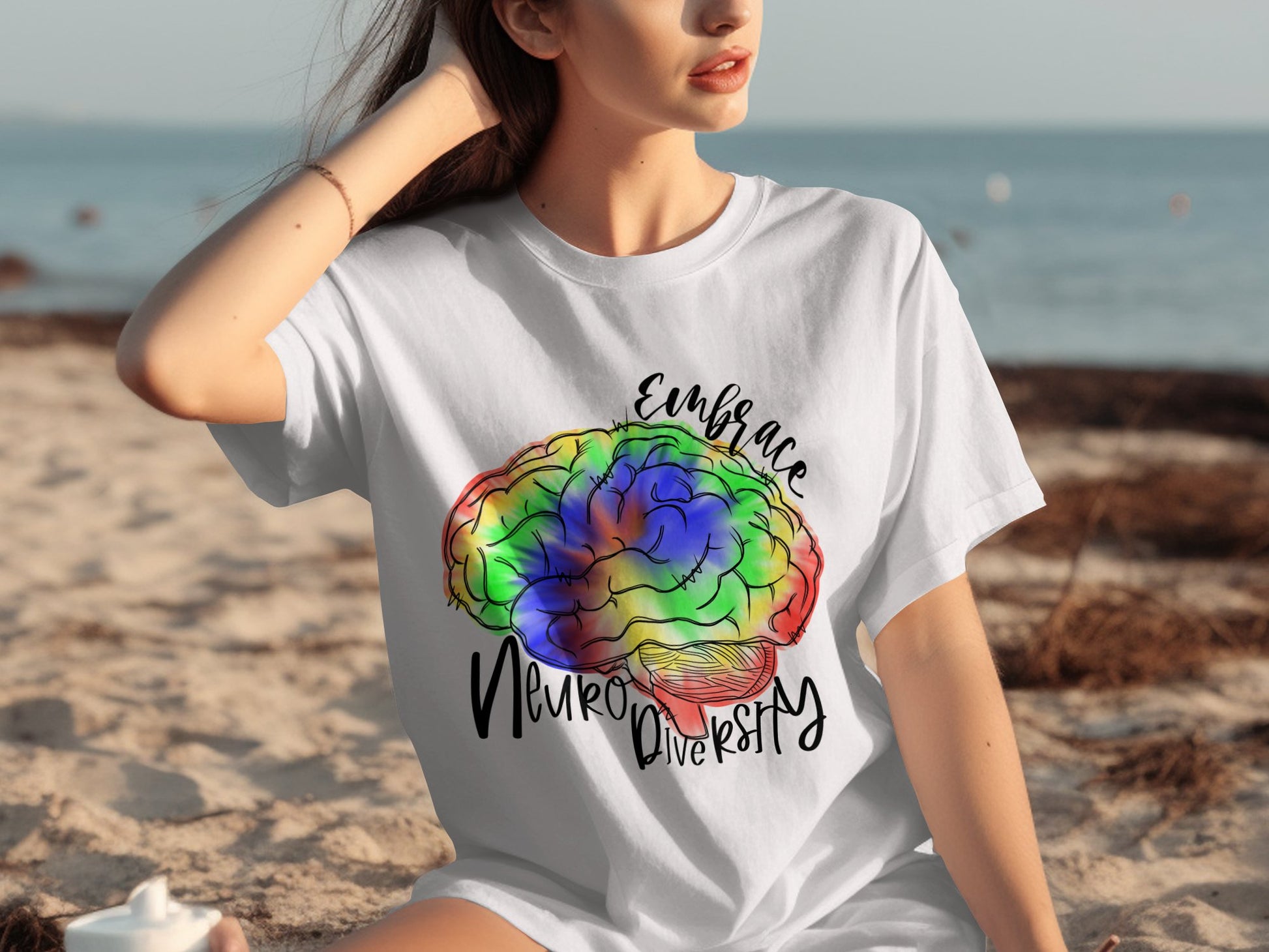 Embrace Neurodiversity Colorful Brain Graphic T-shirt