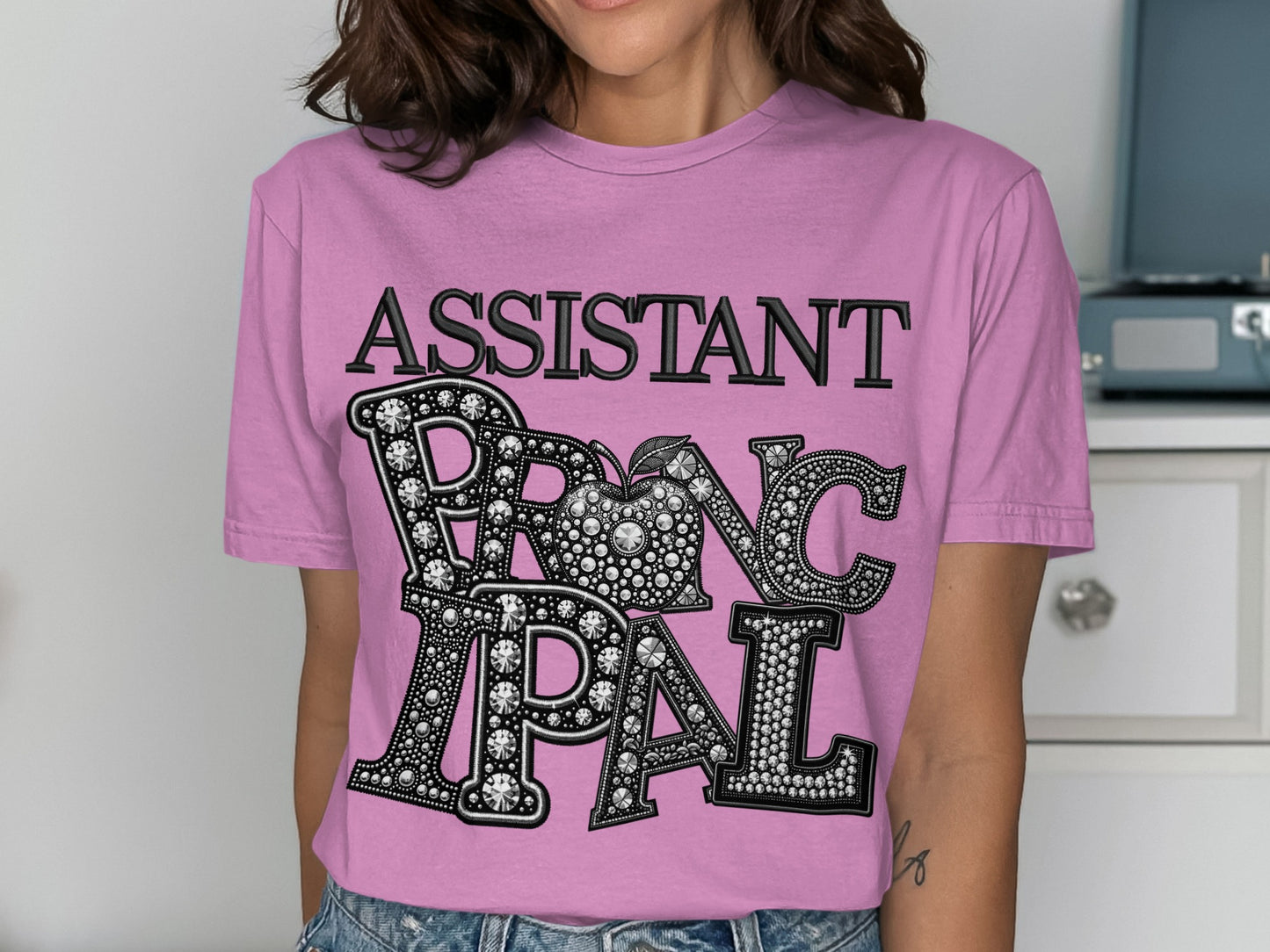Assistant Principal Beaded Lettering T-shirt