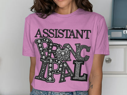Assistant Principal Beaded Lettering T-shirt
