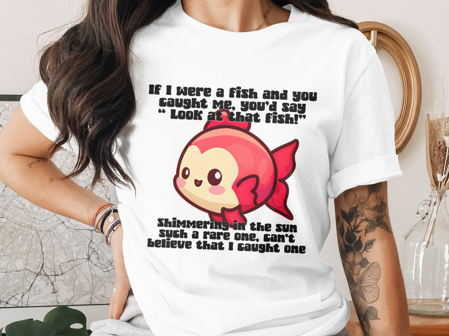 Cute Fish Pun Graphic Tee with Vibrant Cartoon Design