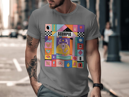 Colorful Scorpio Zodiac Shirt with Abstract Patterns