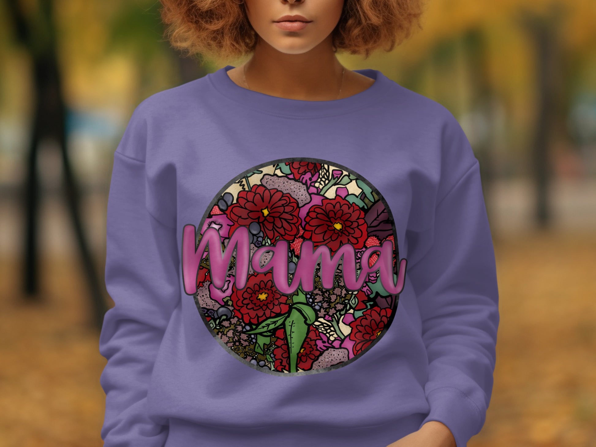 Mama Floral Graphic Sweatshirt With Colorful Flowers