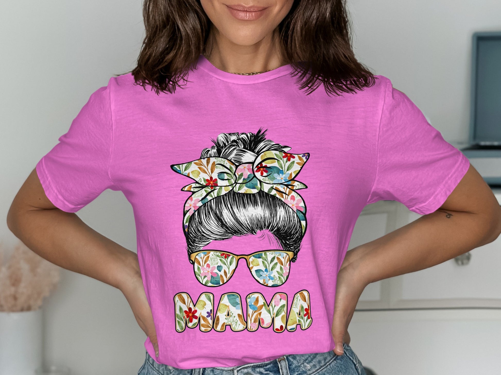 Floral Sunglasses Mama Shirt Trendy Graphic Tee